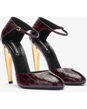 Roberto Cavalli Printed Leather Court Shoes With Fang Heel - Black