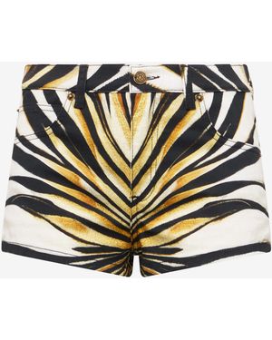 Roberto Cavalli Ray Of Print Denim Shorts - Multicolor