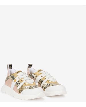 Roberto Cavalli Weiße Und Jaguar Sneakers Mit Logo - Mehrfarbig