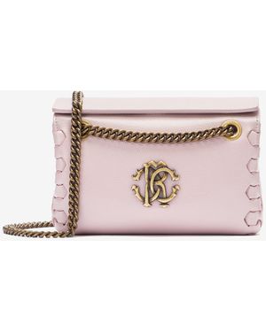 Roberto Cavalli Shoulder Bag With Monogram Rc - Pink