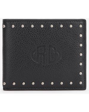 Roberto Cavalli Leather Wallet With Studs - Black