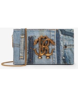 Roberto Cavalli Denim Patchwork Shoulder Bag - Blue