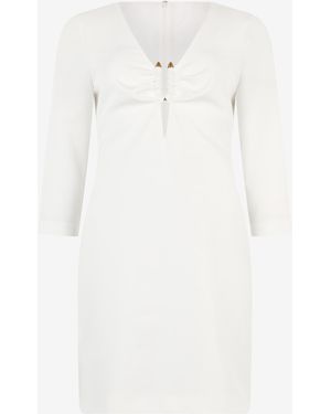 Roberto Cavalli Mini Dress With Three-Quarter Sleeves - White