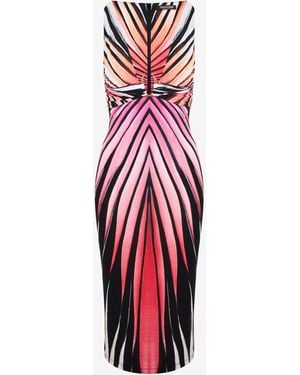 Roberto Cavalli Ray Of Paradise Print Midi Dress - Red
