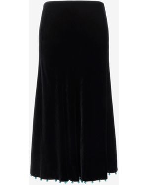 Roberto Cavalli Beaded-Trim High-Waisted Skirt - Black