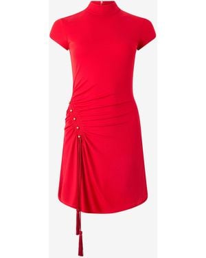 Roberto Cavalli Mini Dress With Ruched Detail - Red