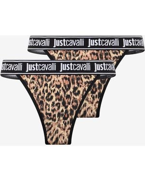 Roberto Cavalli Jaguar Skin Print Panties - Black