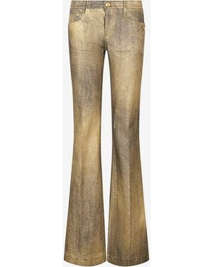 Roberto Cavalli Jeans Acampanados Oro Y Azul Con Efecto Desteñido - Neutro