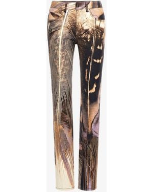 Roberto Cavalli Savage Print Denim - White