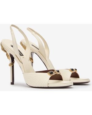 Roberto Cavalli Weiße Sandalen Mit Schmuckschließe Und Schlangenmotiv - Mehrfarbig