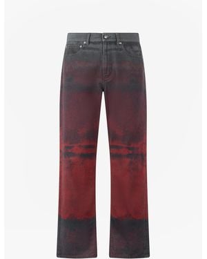 Roberto Cavalli Jeans With A Mottled Print Effect - Red