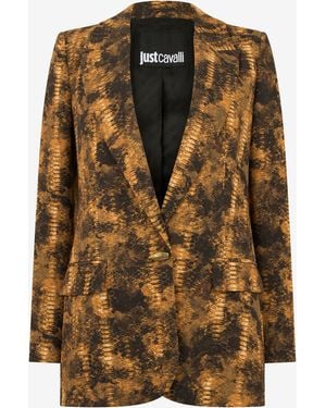 Roberto Cavalli Python Print Jacket - Brown