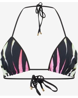 Roberto Cavalli Ray Of Paradise Print Triangle Bikini Top - Blue