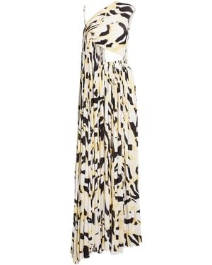 Roberto Cavalli Macro Tiger Twiga Draped Dress - White