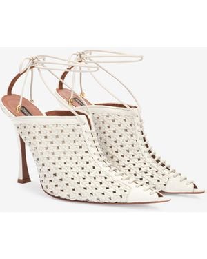 Roberto Cavalli Lace-Up And Openwork Mules - White