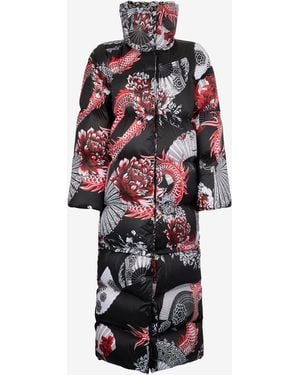 Roberto Cavalli Down Jacket With All-Over Print And Removable Lower Insert - White