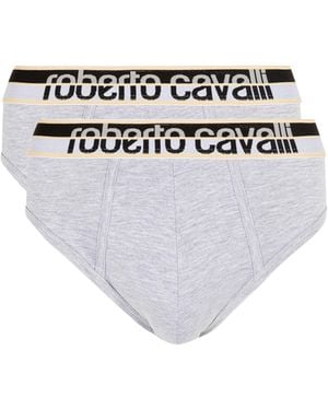 Roberto Cavalli Two-Pack Cotton Briefs With Logo Waistband - White