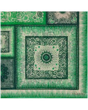 Roberto Cavalli Chal De Seda Con Motivo Cebra Y Logotipo - Verde