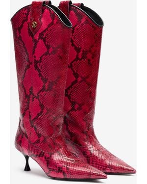Roberto Cavalli Stivali Con Stampa Pitone - Rosso