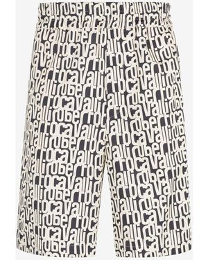 Roberto Cavalli Logo-Print Cotton Shorts - White