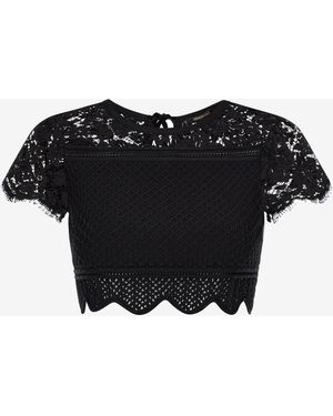 Roberto Cavalli Lace Crop Top - Black