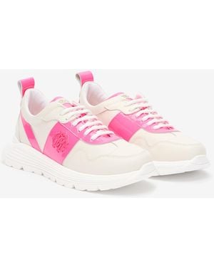 Roberto Cavalli And Leather Running Shoes With Monogram Rc - Pink
