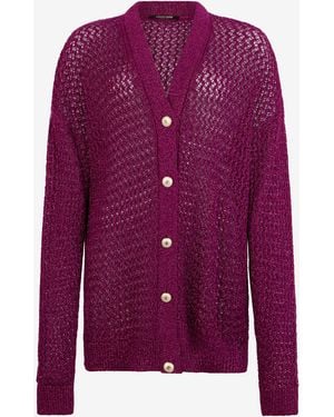 Roberto Cavalli Cardigan En Maille Lurex - Violet