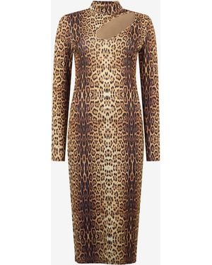 Roberto Cavalli Leopard Print Midi Dress - Natural