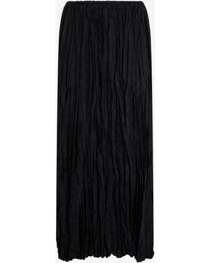 Roberto Cavalli Silk Midi Skirt With Monogram Rc - Black