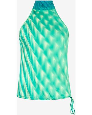 Roberto Cavalli Silk Optical Glass-Print Top - Green