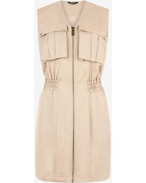 Roberto Cavalli Mini Dress With Utility Pockets - Natural