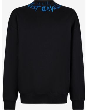 Roberto Cavalli Felpa Nera Con Ricamo Logo Graffiti - Blu