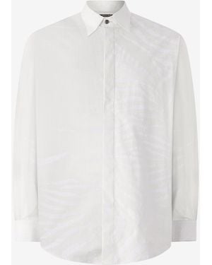 Roberto Cavalli Silk Shirt With Tiger Skin Print - White