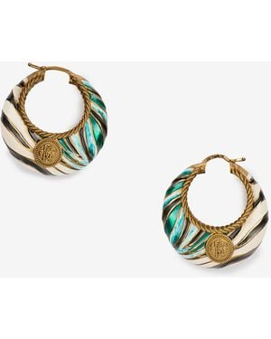 Roberto Cavalli Ray Of Sea Print Hoop Earrings - Metallic