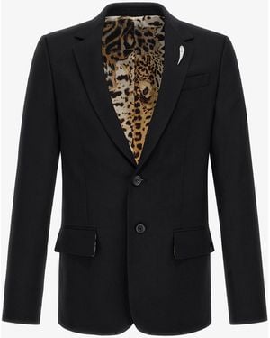 Roberto Cavalli Two Button Blazer With Fang - Black