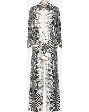 Roberto Cavalli Zebra-Print Jumpsuit - White