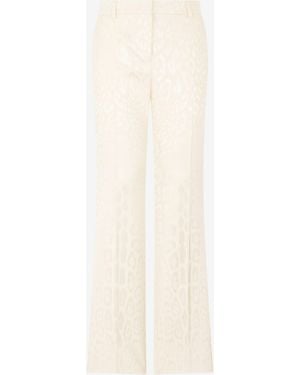 Roberto Cavalli Ivory Pants With Jaguar Motif - White