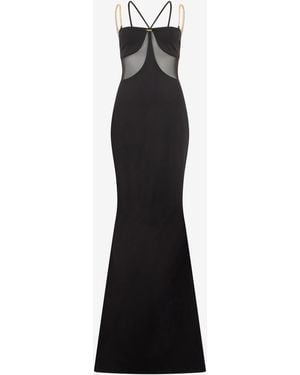 Roberto Cavalli Maxi Dress With Chain Straps - Black