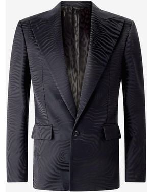 Roberto Cavalli Blazer With Solid-Color Tiger Skin Design - Black