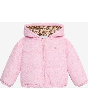 Roberto Cavalli Quilted Jacket With Hood - Pink