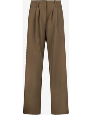 Roberto Cavalli Wide-Leg Trousers With Hook And Eye Detail - Natural