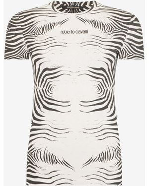 Roberto Cavalli Camiseta Con Estampado Zebra - Blanco