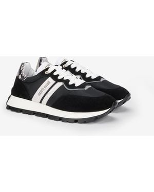 Roberto Cavalli Running Shoes With Snake-Print Detail - Black
