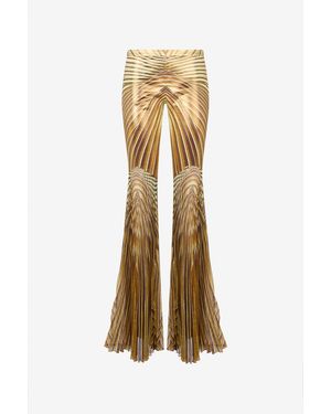 Roberto Cavalli Flared Trousers With Iside Print - Natural