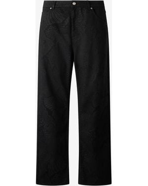 Roberto Cavalli Python-Print Pants - Black