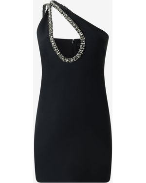Roberto Cavalli Mini Dress With Bejeweled Neckline - Black
