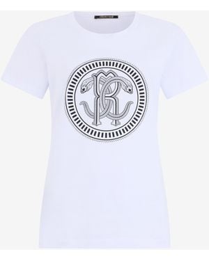 Roberto Cavalli Cotton T-Shirt With Logo - White
