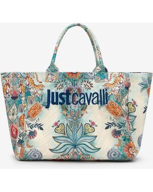 Roberto Cavalli Tropical Garden Print Shoulder Bag - Blue