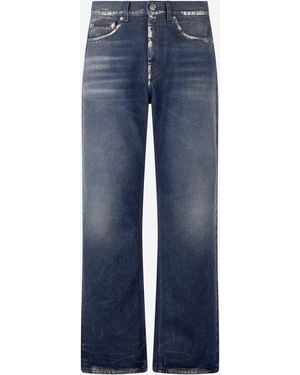 Roberto Cavalli Sandblasted-Effect Jeans With Chain - Blue