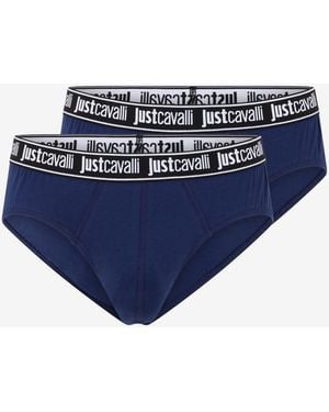 Roberto Cavalli Two-Pack Briefs With Logo Waistband - Blue